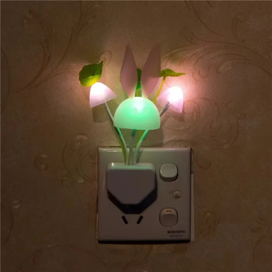 LED Color Gradient Night Light Automatic Sensor Night Lamp in Wall Light 110V-220V LED Mushroom Night Light for Children Bedroom