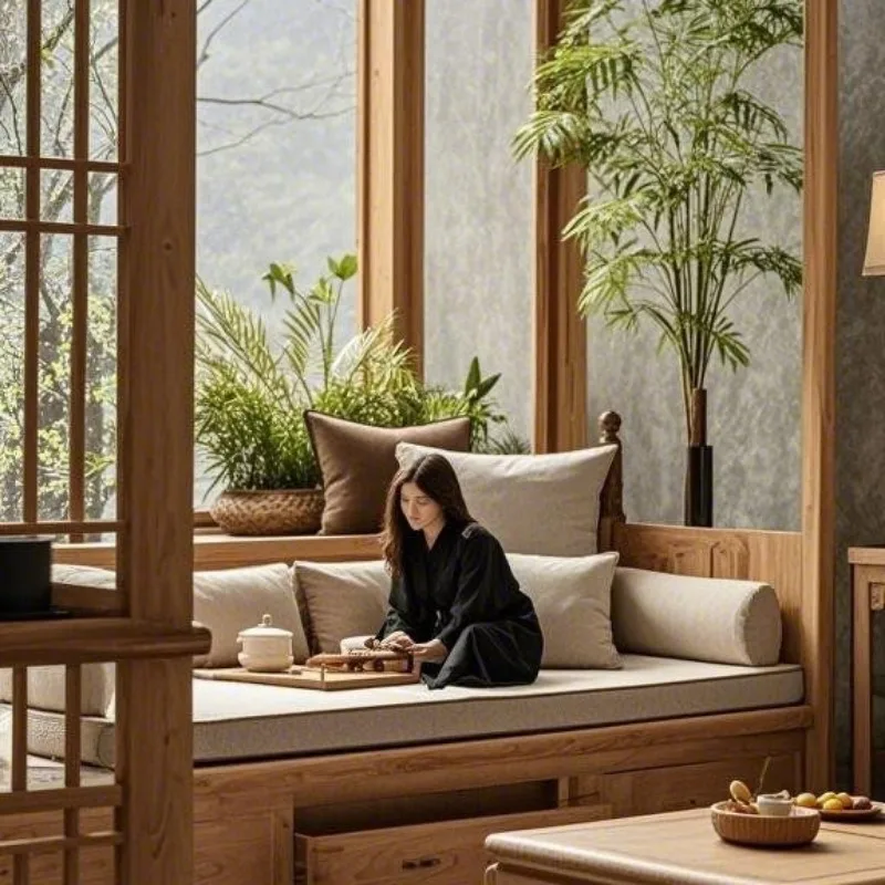 bay window bed frame, splicing bed, solid wood extension tatami small apartment single space saving window sill