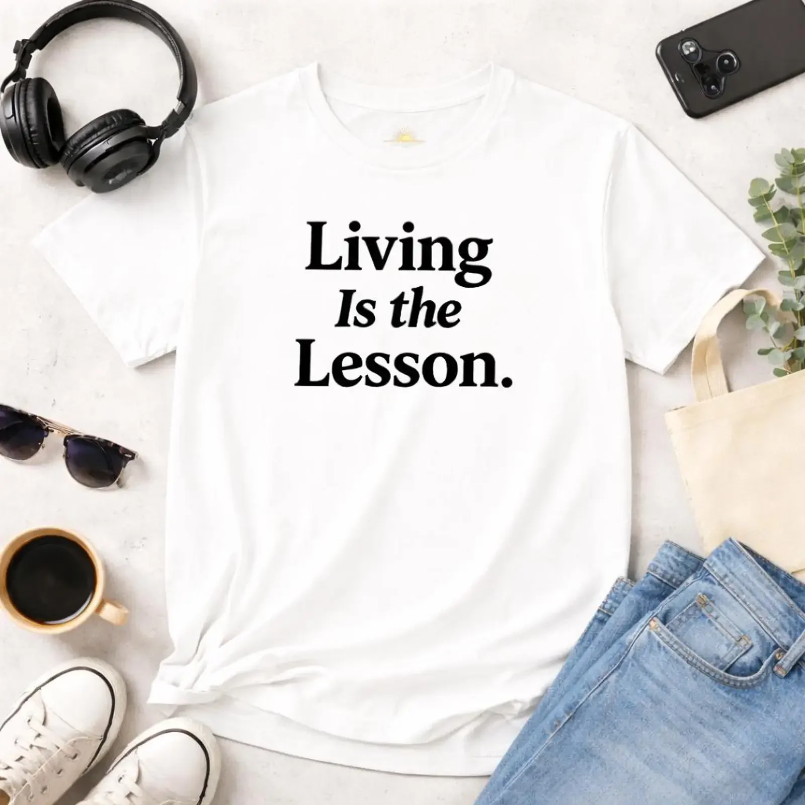 Living Is the Lesson tee Inspirational Quote T Shirt vintage Washed homme Unisex Slightly graphic Casual Versatile Stretched