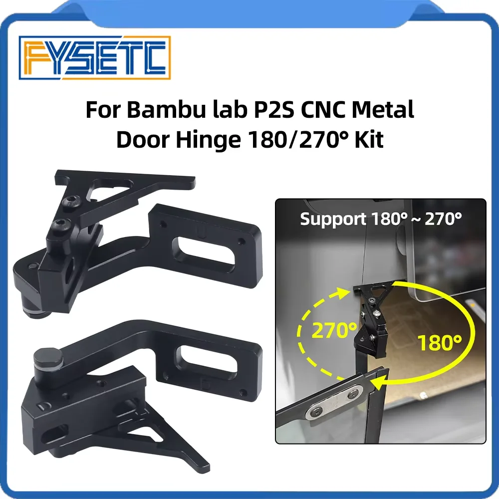 For Bambu X2D P2S CNC Metal Door Hinge 180/270° Kit 3D Printer Upgraded Kit for Bambu P2S 3D Printer