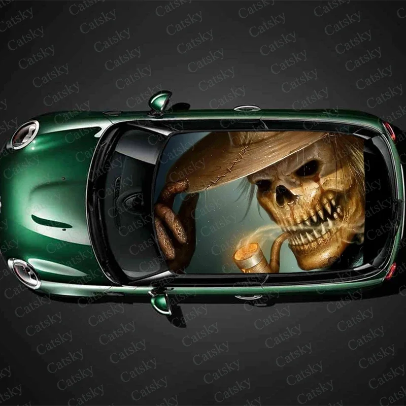 

Скелет дым череп наклейка на крышу автомобиля обертка гоночный внедорожник автоаксессуары упаковка окрашенная ПВХ капот автомобиля графическая наклейка украшение