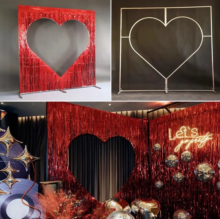 Herzförmiger Metall-Hochzeitsbogen Blumenständer Hintergrund für Hochzeit, Heiratsantrag, Party und Heimdekoration – Detail 5