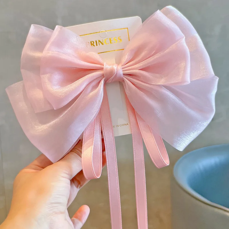 

Mesh bow hairpin Super fairy top clip Back head hairpin Hair accessories spring clip