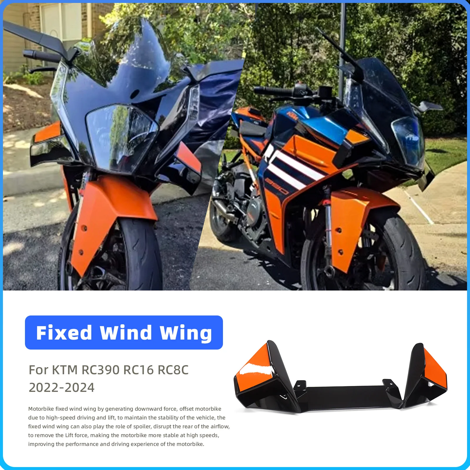 Upgraded fairing fixed airfoil for KTM RC390 RC16 RC8C 2022-2024 Motorcycle Tuning Aerodynamic winglet fins side airfoil spoiler
