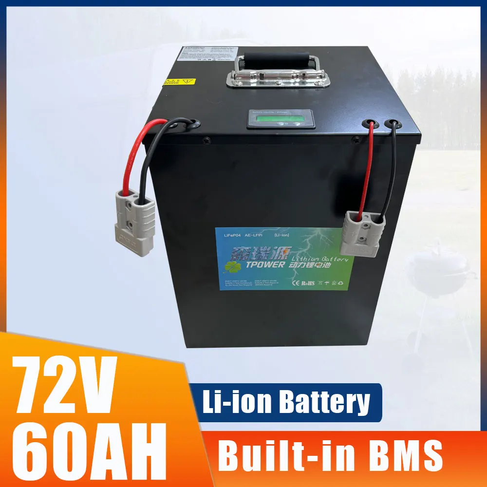 72V 60Ah Li-ion With 50A 80A 100A BMS Lithium Polymer Battery for 3600W 5000W Solar Energy Storage Rickshaw Electric Scooter