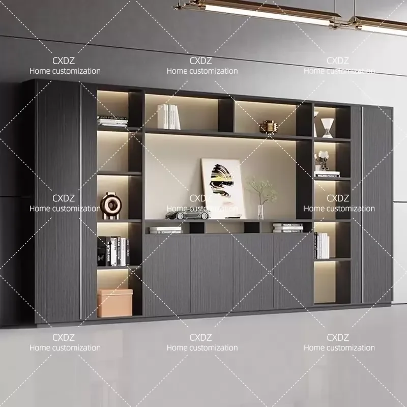 Light luxury file cabinet Office floor-to-ceiling storage file cabinet Simple modern high-end boss table matching bookcase