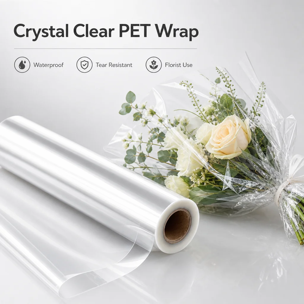 Cellophane Wrap Clear - 1 Roll Clear Cellophane Wrap Roll