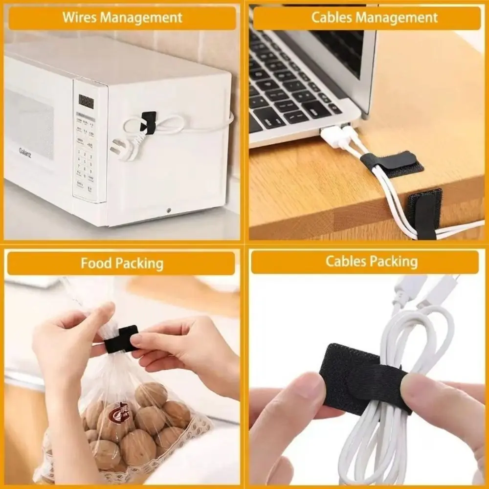 Durable Reusable Cable Ties Self Adhesive Adjustable Wire Organizer T-Type Straps Manager