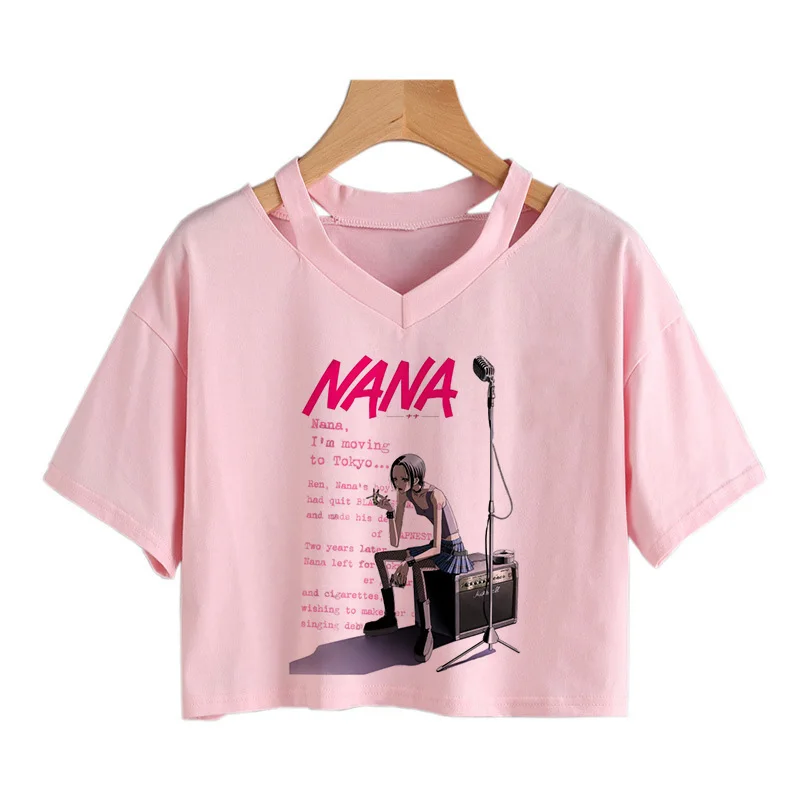 Anni \'90 Pietre Nere Grafica Crop Top Anime Nana Osaki Gotico Ritagliata Tee Shirt Divertente Manga T-shirt Donna Moda Casual Y2k Tshirt