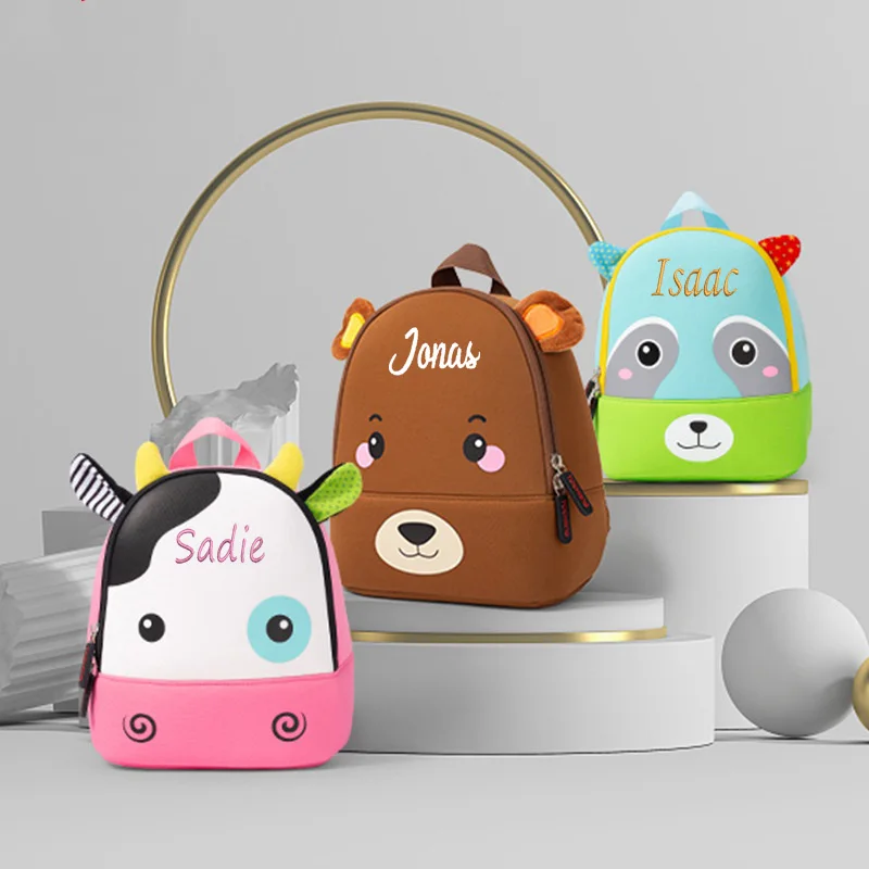 Mochila personalizada con cualquier nombre para niños pequeños, Linda mochila preescolar, mochila escolar 3D bordada personalizada