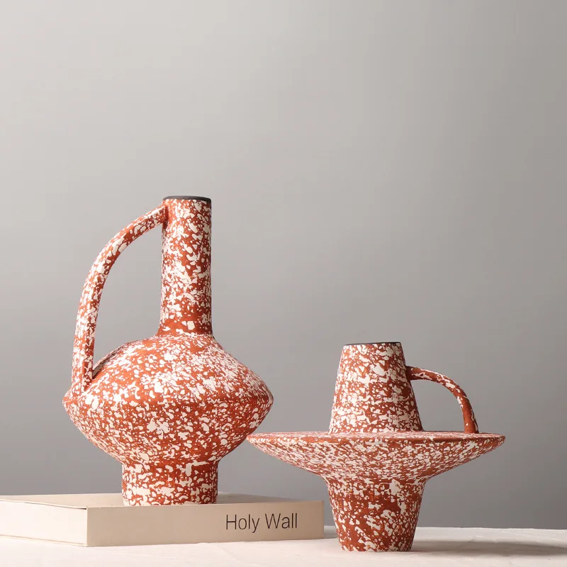 Pottery Pot Vase Retro Zen Tea Room Dining Table Ornaments Antique Pottery Flower-arranging Ware Hydroponic Porcelain