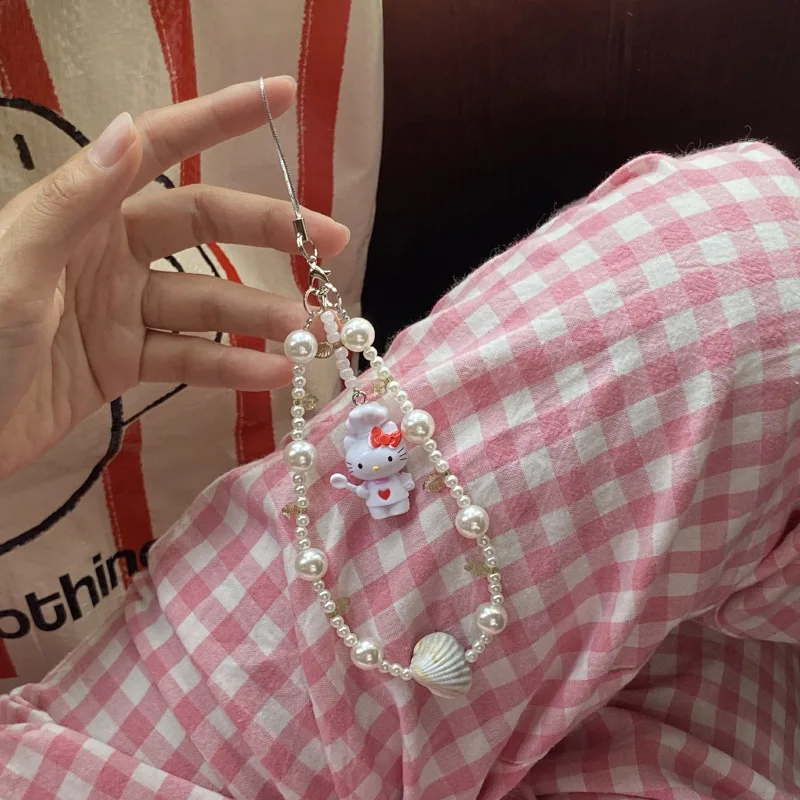 Cute Hello Kitty Mobile Phone Chain Camera Chain Anti-lost Keychain Backpack Pendant Cartoon Decorative Pendant Girl Gift