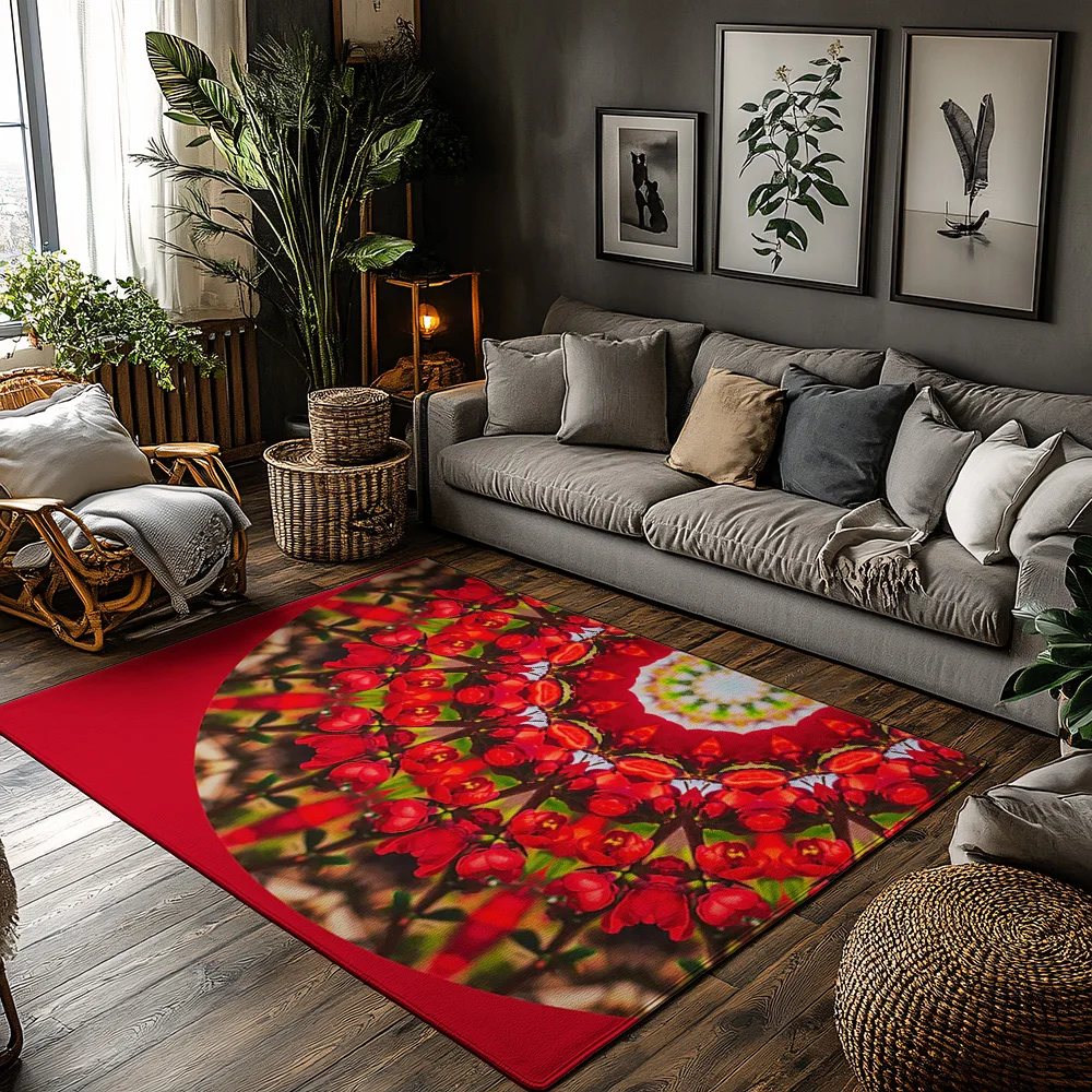 

Floral Doormat Indoor Outdoor Washable Entrance Mat Home Decor Rug Red Flower Pattern Welcome Mat Floor Decor Area Rug Gift Idea