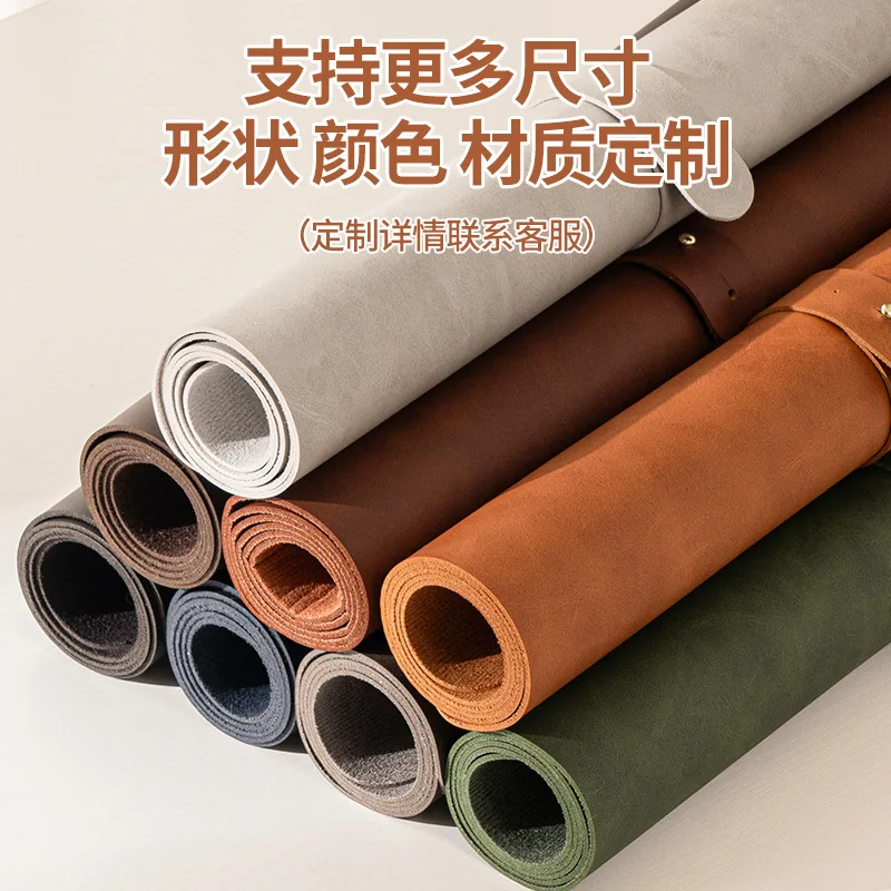 Large crazy horse grain leather desk mat waterproof non slip keyboard mouse pad for office workstation