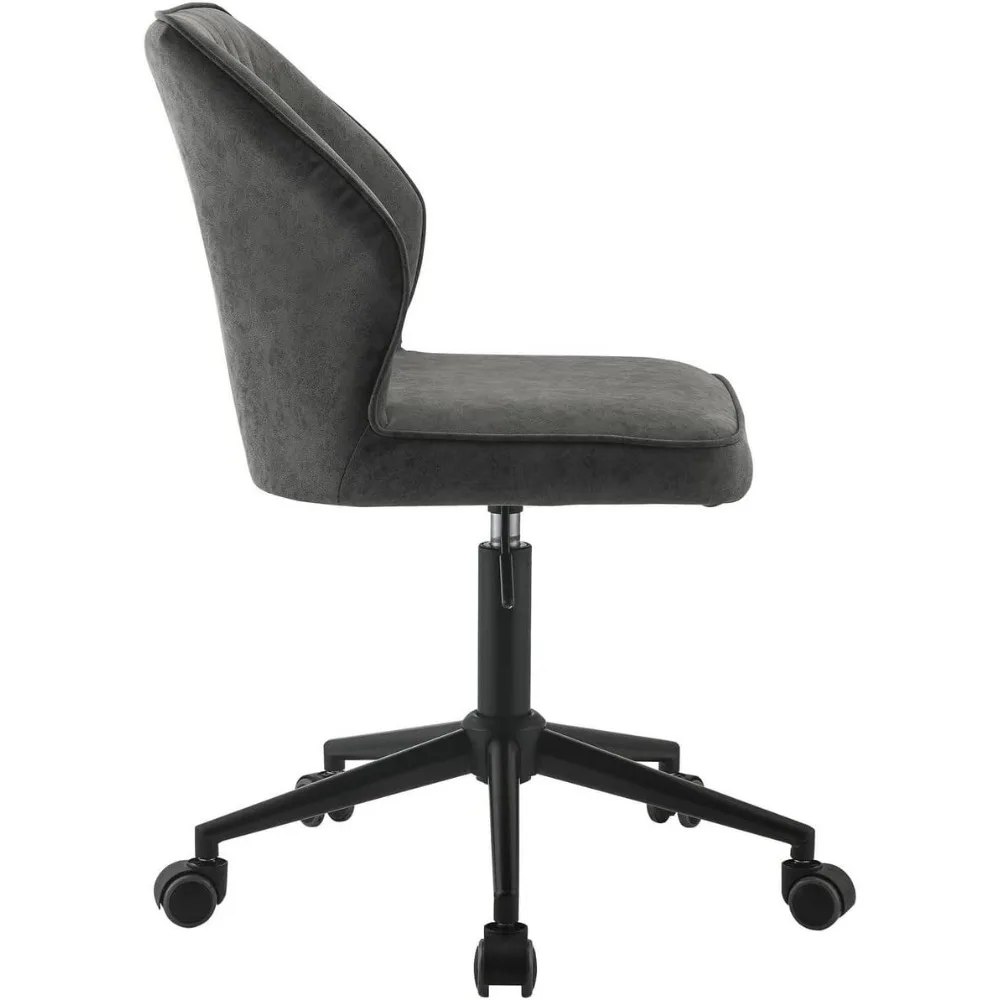 كرسي مكتب دوار Benjara BM251041 مع خياطة وقاعدة نجوم باللون الرمادي