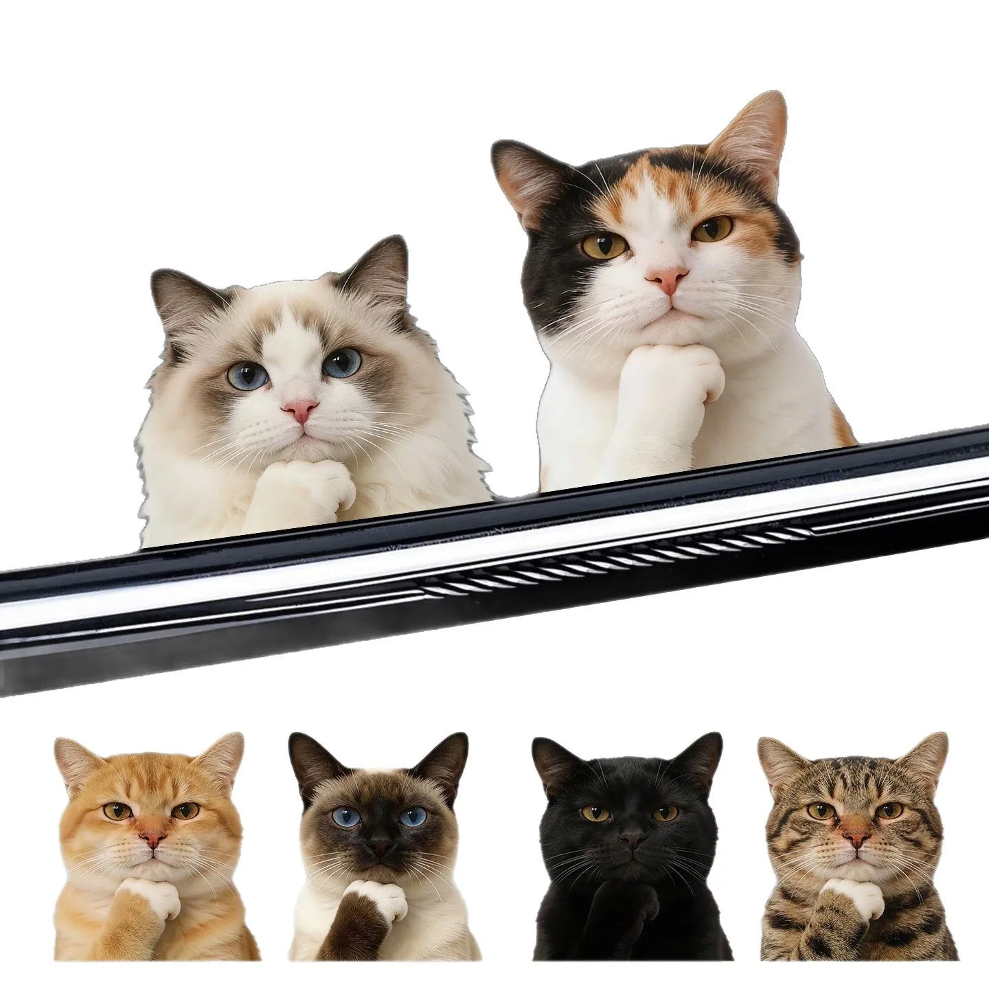 Cute Pet Car Stickers Thinking about Cats Cows Blue Cats Puppets Healing Fun Creative Rear Window Decals Q75