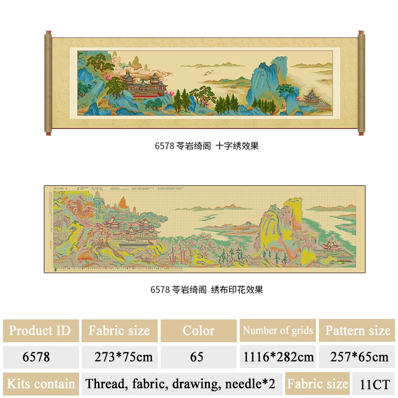 Lingyan Qige-Vintage Canvas Landscape, Cross Stitch Kits, Classic Collection, Famous Painting, Large Size, Home Decor Painting