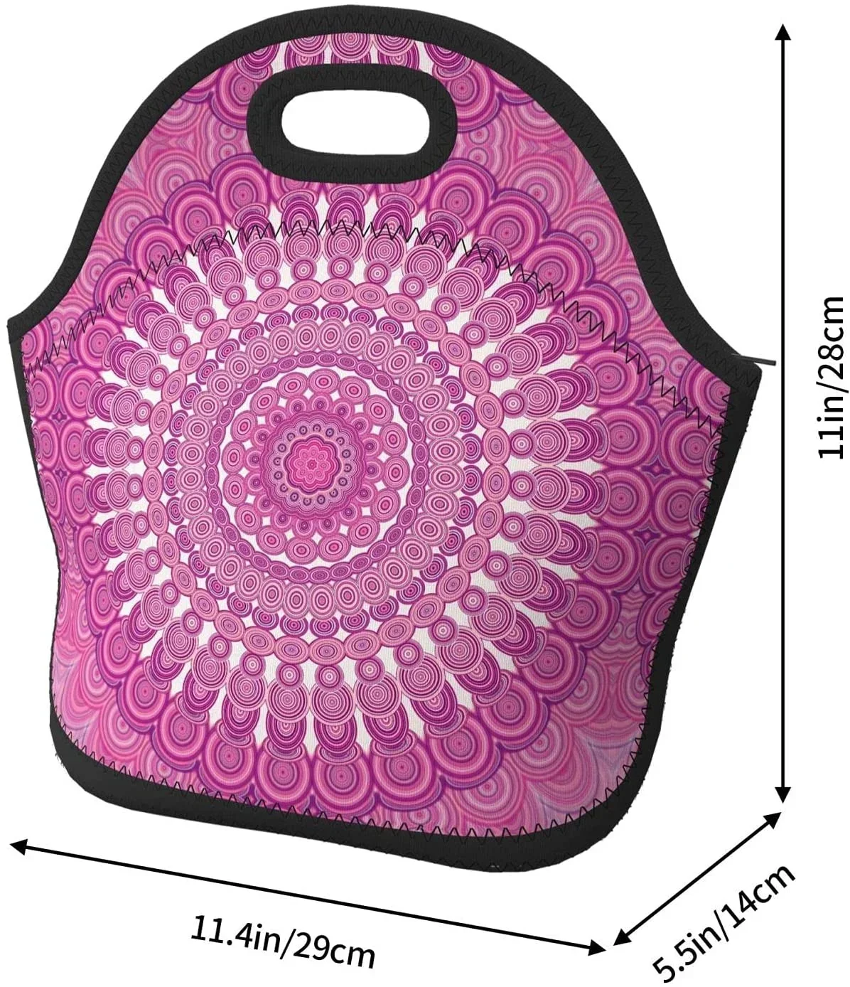 Caixas geométricas do saco do almoço do neopreno, Mandala abstrata, Ornamento boêmio, Sacola térmica durável, Organizador, Cooler Bento Bags