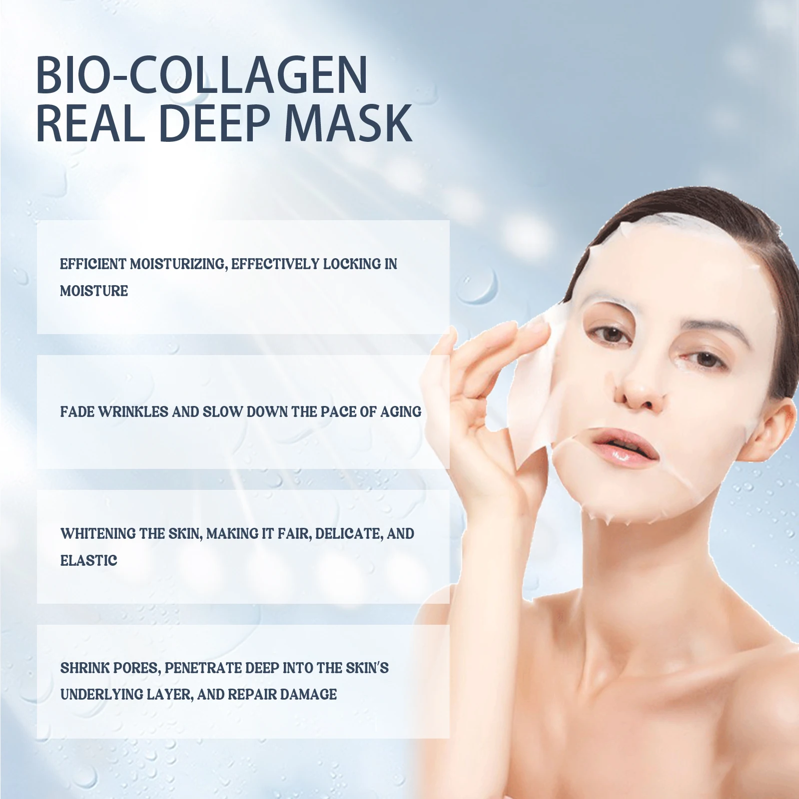 EELHOE 1-30PCS Bio Collagen Real Deep Mask Soluble Collagen Sheet Mask with Hydrolyzed Collagen Moisturizing Face Mask Skin Care