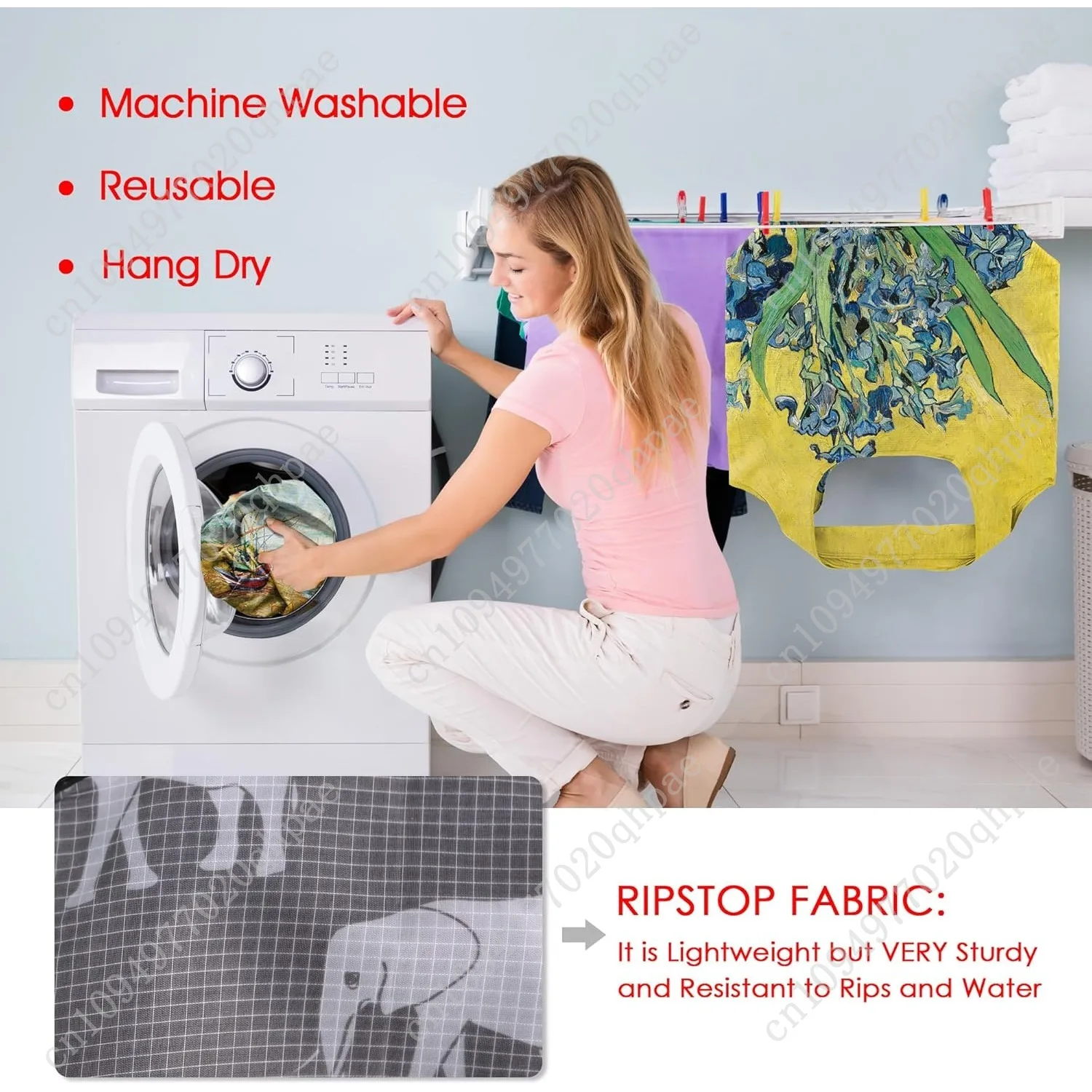 حقيبة حمل فنية للرسم الزيتي - حقيبة بقالة كبيرة قابلة لإعادة الاستخدام، أكياس بقالة من البوليستر هدايا للنساء، قابلة للطي، قابلة للغسل، عبوة