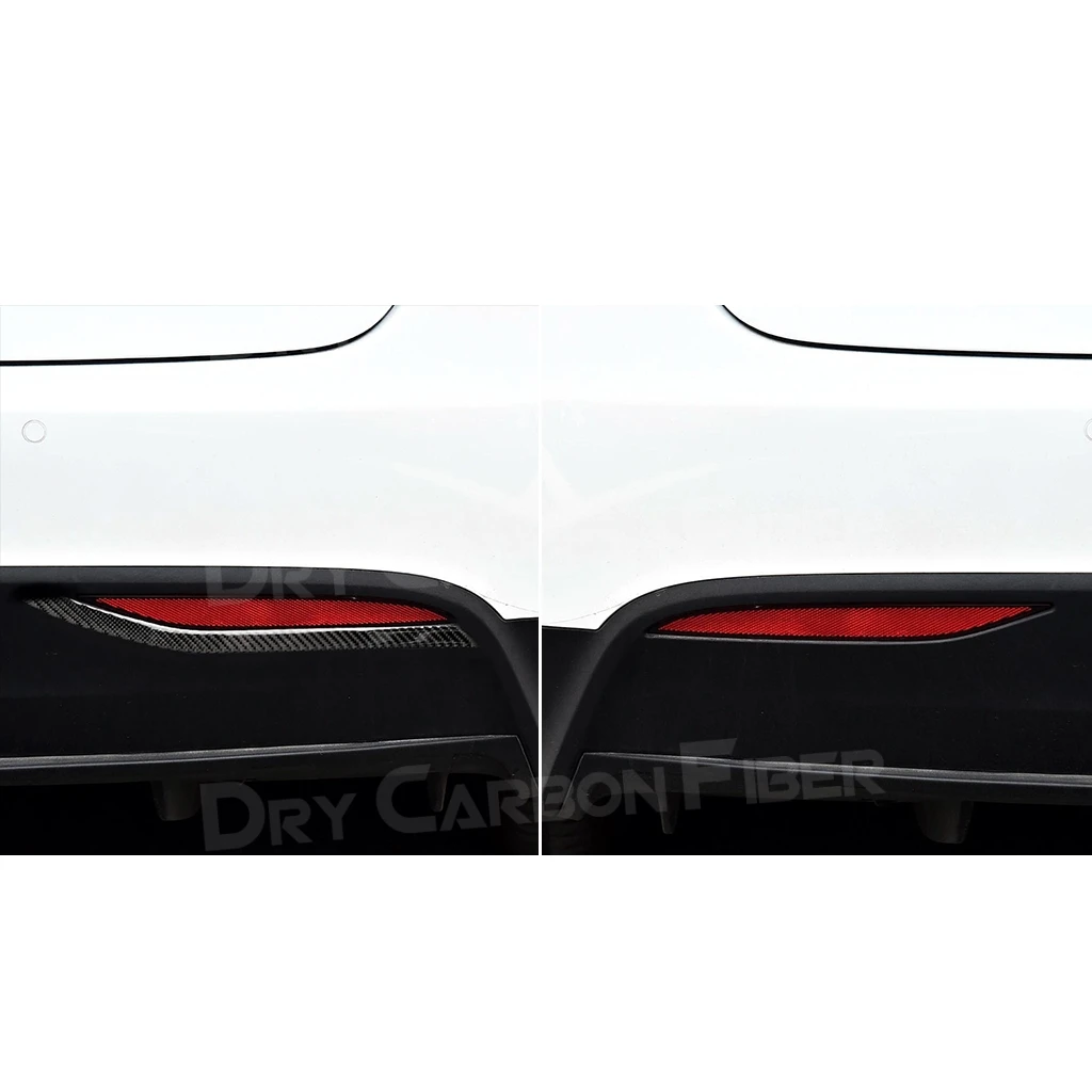 Carbon Fiber Exterior Trims Rear Reflector Fog Light Lamp Cover Trim Frame Garnish Sticker For Tesla Model X 2015-2019