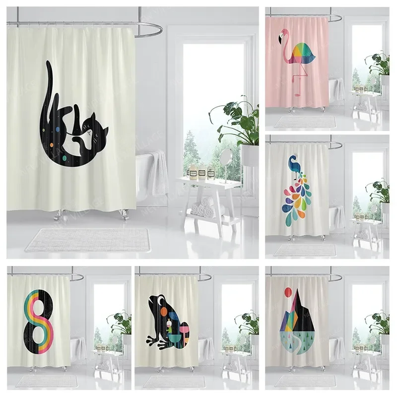 

Waterproof fabric shower curtains Bathroom curtain accessories 180x200 Bath curtain for shower 240*200 cartoon cute decoration