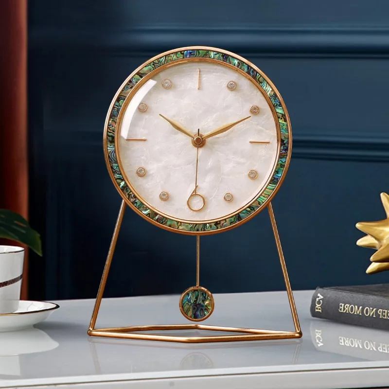 

Modern Simple Desktop Clocks Living Room Clock Ornament Household Light Luxury Metal Desktop Clock Часы Настольные