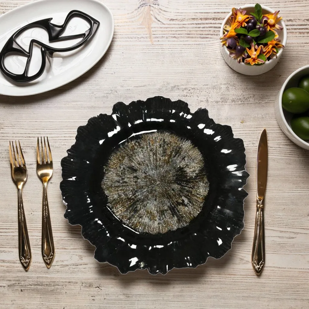 Bohemian Style Plastic Fruit Bowl Colorful Snowflake Design Restaurant Charger Plate Dining Pad Multi-Functional Home Decor