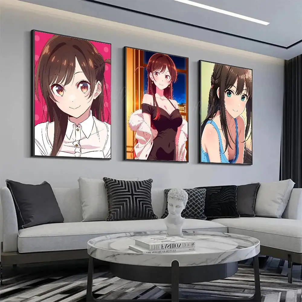 Mizuhara Chizuru Anime Rent-A-Girlfriend Poster Wohnzimmer Bar Café Hochwertige Leinwand Vintage-Stil Comics Gemälde Kunst Wanddekoration