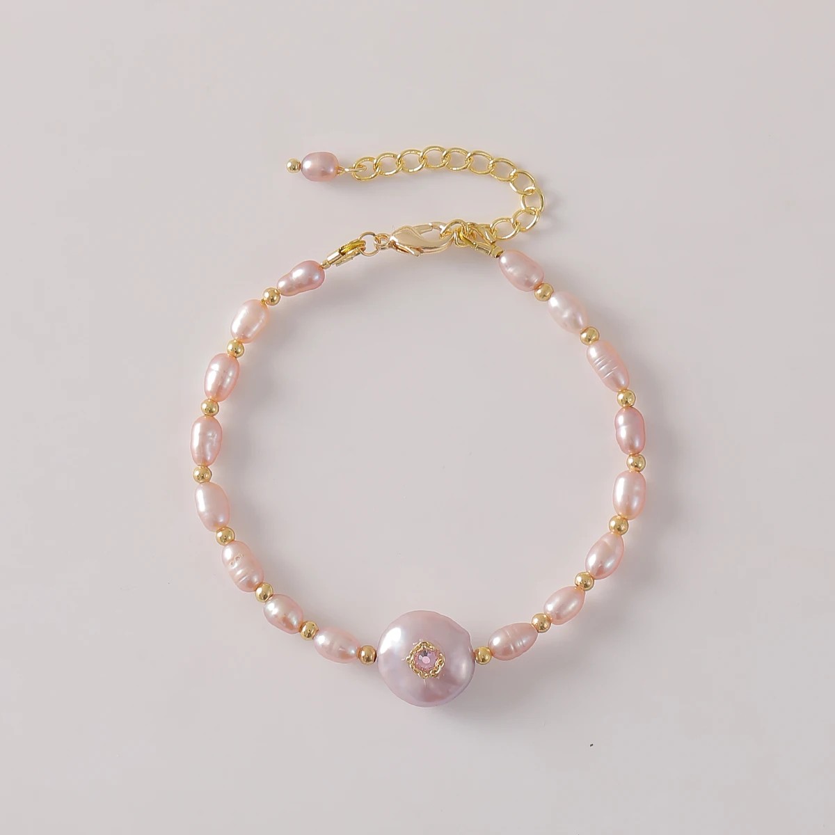

High-End Niche Purple Pearl Bracelet for Women, Light Luxury Rice-Shaped Pearl Bracelet, Fashionable Baroque Shaped Pearls
