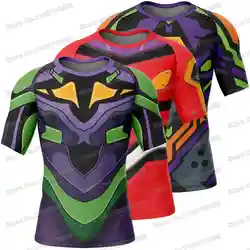 Evangelion Rash Guards Surfing Jersey Beach Skating Shirts Summer Swimwear Diving Gym MMA BJJ Men Jiu Jitsu Fitness Tops