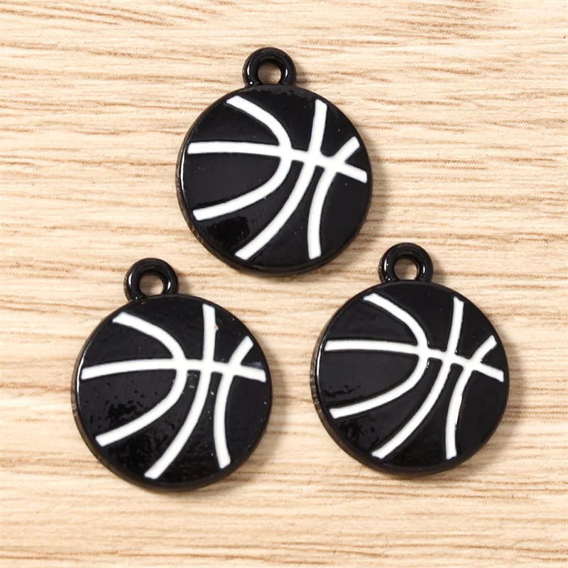 Tusember 20 Stück 15*18mm Niedliche Emaille-Sport-Basketball-Anhänger für die Herstellung von Halsketten, Ohrringen, Armbändern, DIY-Bastelarbeiten und Schmuck – Detail 4