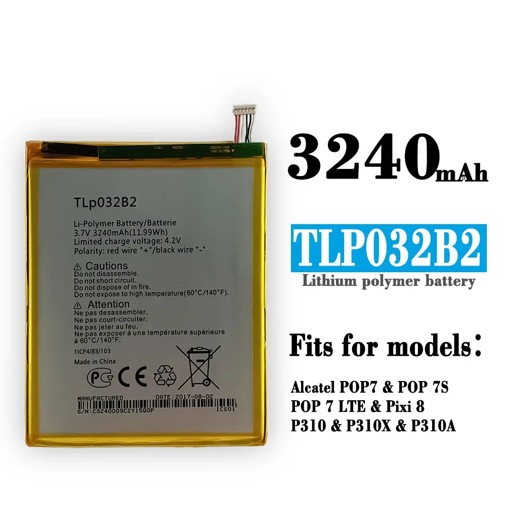 TLP032B2  High Quality Replacement Battery For Alcatel One Touch POP 7 7S LTE Pixi 8 P310A P310 P310X Built-in Batteries