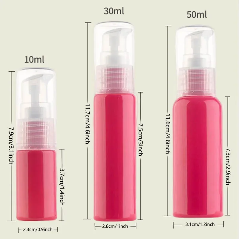 10Pcs 10/30/50ml Refillable Pump Bottle Colorful Lotion Essence Cream Makeup Container Portable Cosmetic Sub-Bottling For Travel