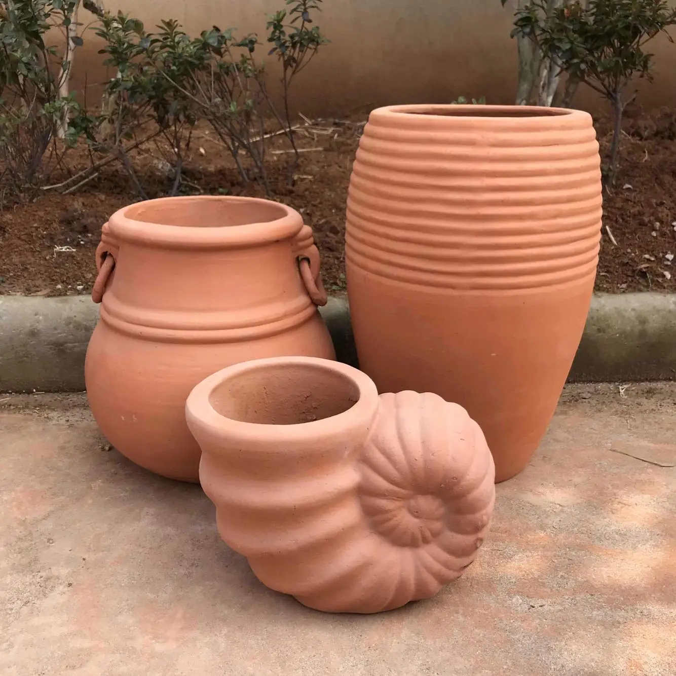 Coarse Pottery Red Clay Ceramic Pot Large Red Pottery Flower Pot Combination Outdoor Courtyard Ceramic Pot Soil Pottery Pot