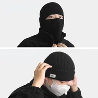 2 in1 Winter Mask Beanies Hats Warm Knitted Balaclava Hats Windproof Solid Full Face Ski Bonnet Tactical Cycling Earmuffs Cap - Image 2