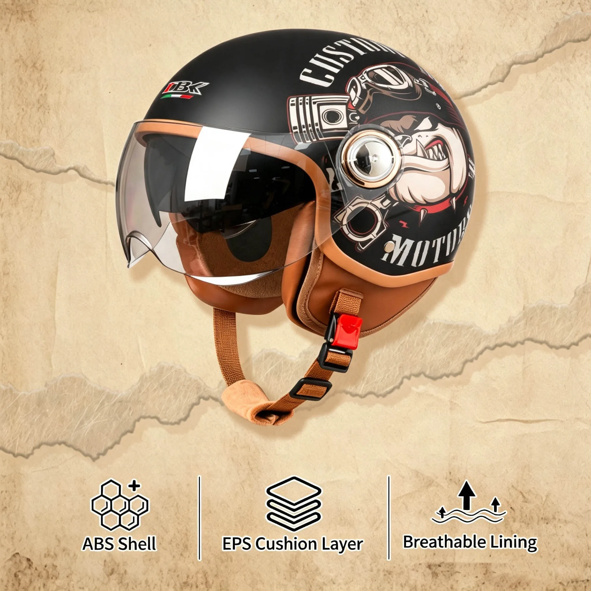 Unisex all-season commuting helmet with removable lining, full-face helmet / three-quarter helmet for scooter and electric vehic