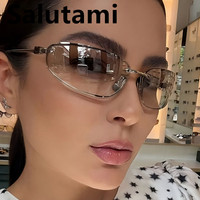 vintage allopy square Y2K sunglasses for women new fashion brand Silver gradient hip hop sun glasses ladies sexy shades driving