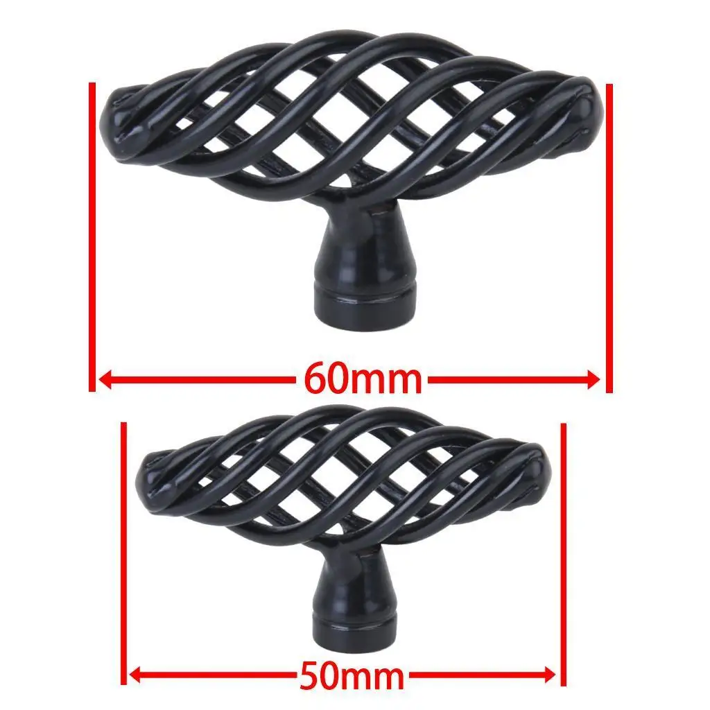 Twist Cage Knob Iron Nickel Cabinet Pull Black Handle for Furniture Doors Kitchen Cupboard Drawer Unit