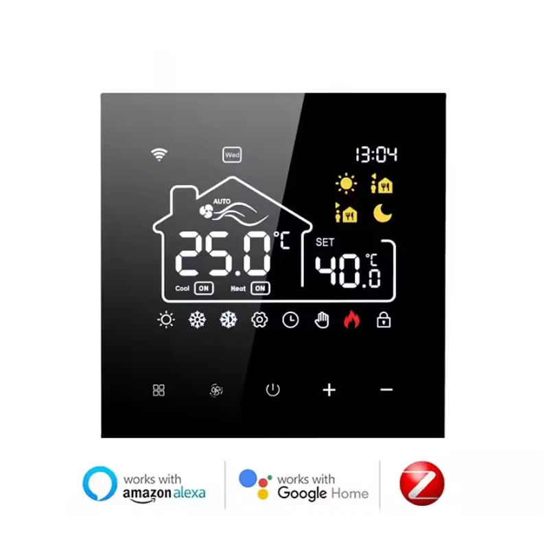 ME82F thermostat, air conditioning and underfloor heating Integrated thermostat Mirror display for Alice Alexa Google Home