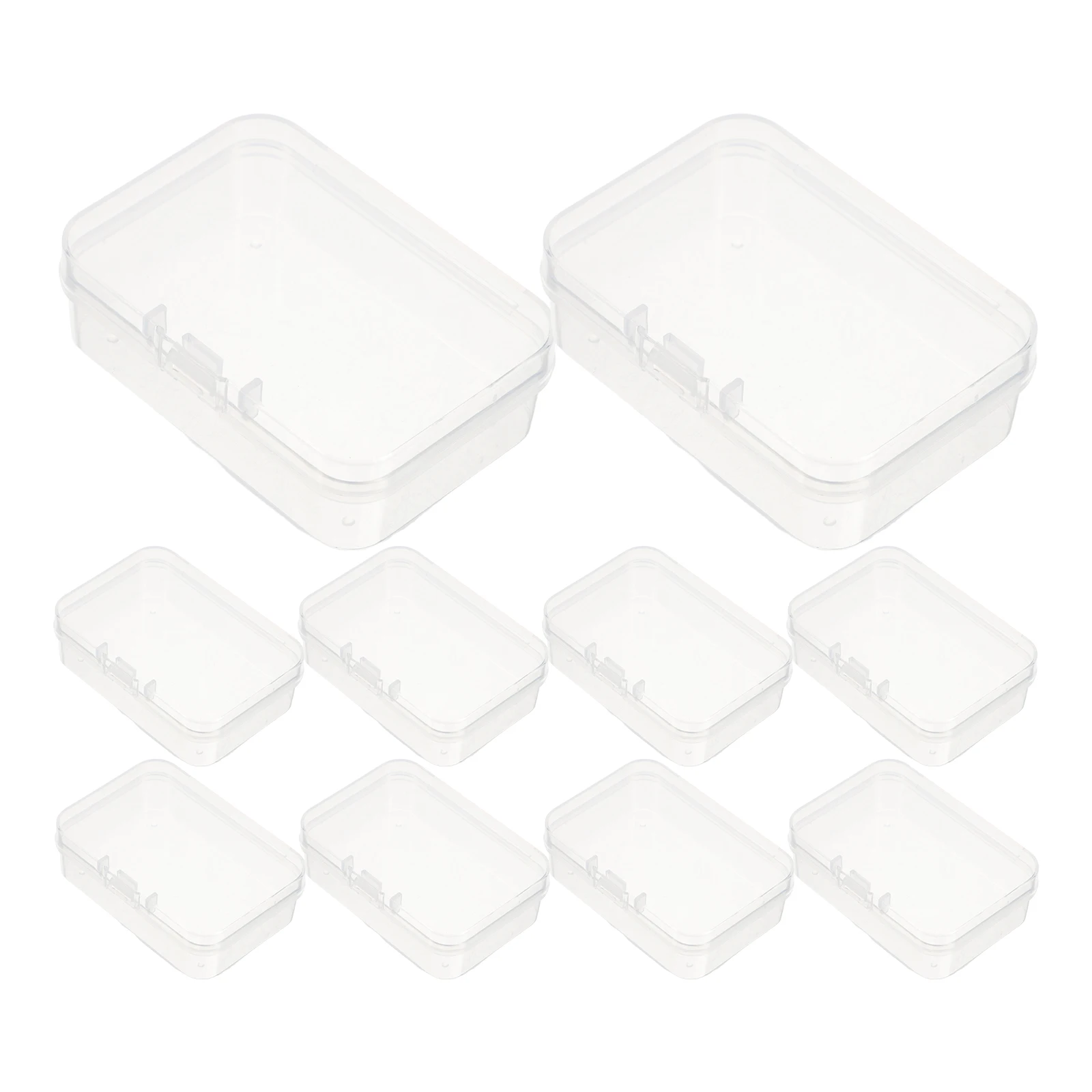 

10 Pcs Plastic Box Transparent Container with Lid Small Boxes Lids Storage Clear Mini