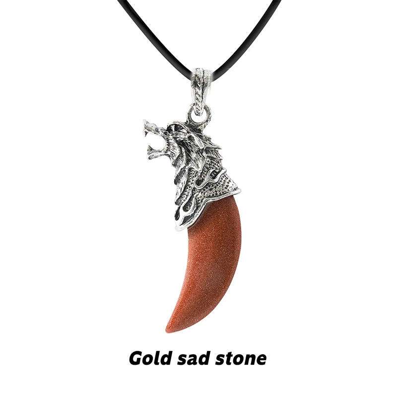 Wolf Tooth Pendant Necklace with Rose Quartz & Amethyst