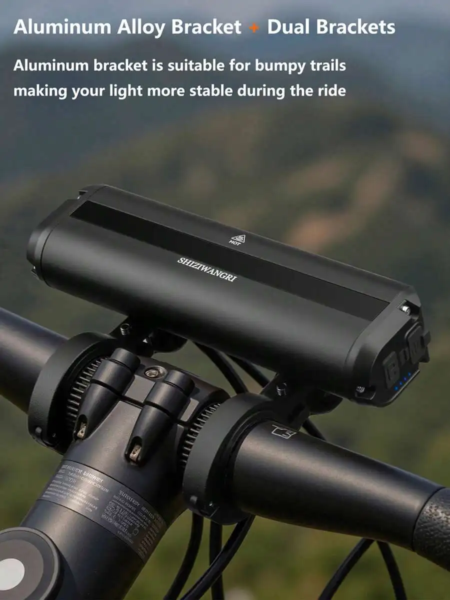4000mAh Super Bright LED Bicycle Light, 6 LED USB Rechargeable Bike Front Light With 5 Lighting Modes, Suitable For Mountain And