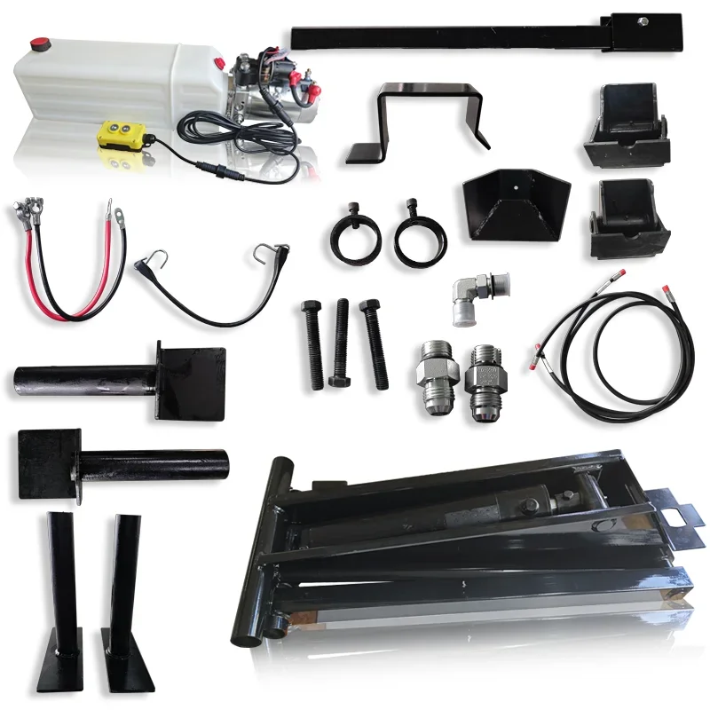 

Dump Trailer Hydraulic Lift Kit Double Action Belt Hydraulic Power Unit Dumper Kit 12v