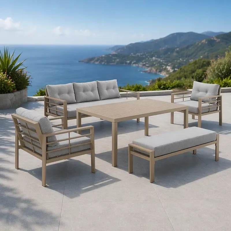High Quality Outdoor Patio Courtyard Furniture Aluminum Garden Hotel Villa Sectional Sofa Set