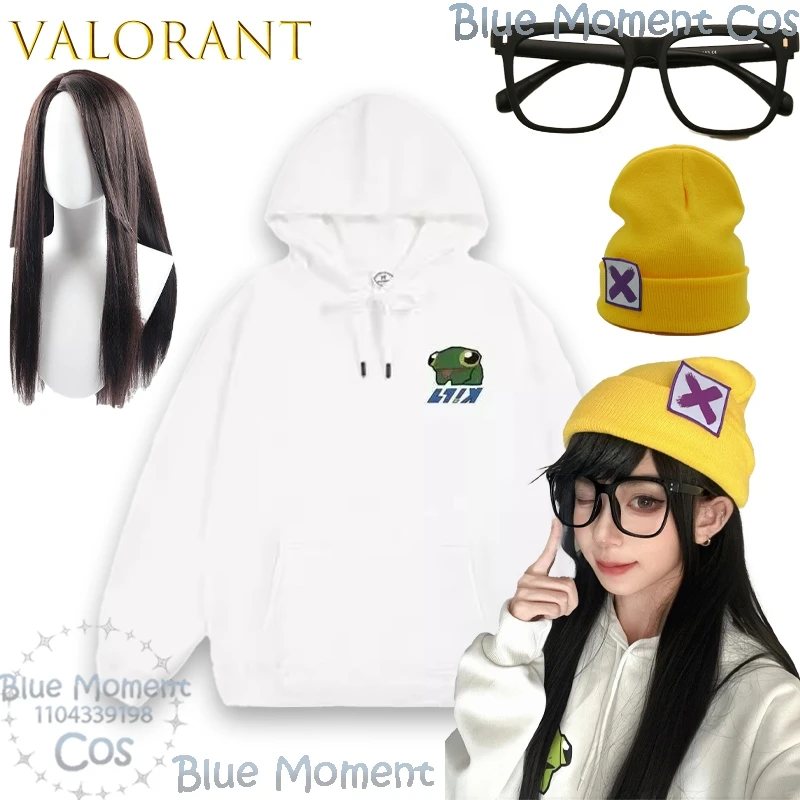 

VALORANT Killjoy Frog, белая толстовка с капюшоном, карнавальный костюм, зимний плюшевый костюм унисекс, игровой наряд на Хэллоуин, повседневный рождественский Comic Con, ролевая игра