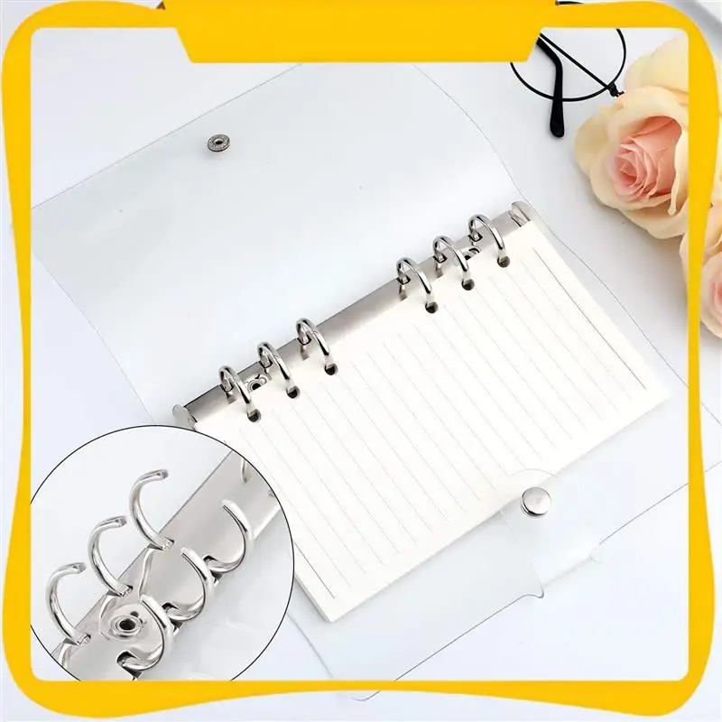 

A6 Binder Transparent Binder Plastic Binder Clear Soft PVC 6 Ring Budget Binder Refillable Planner Binder Cover Protector