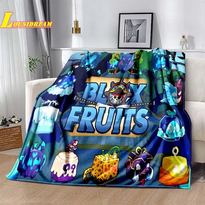 Cartoon game B-blox fruits printed blanket comfortable and beautiful children's blanket sofa sheet travel quilt birthday gift