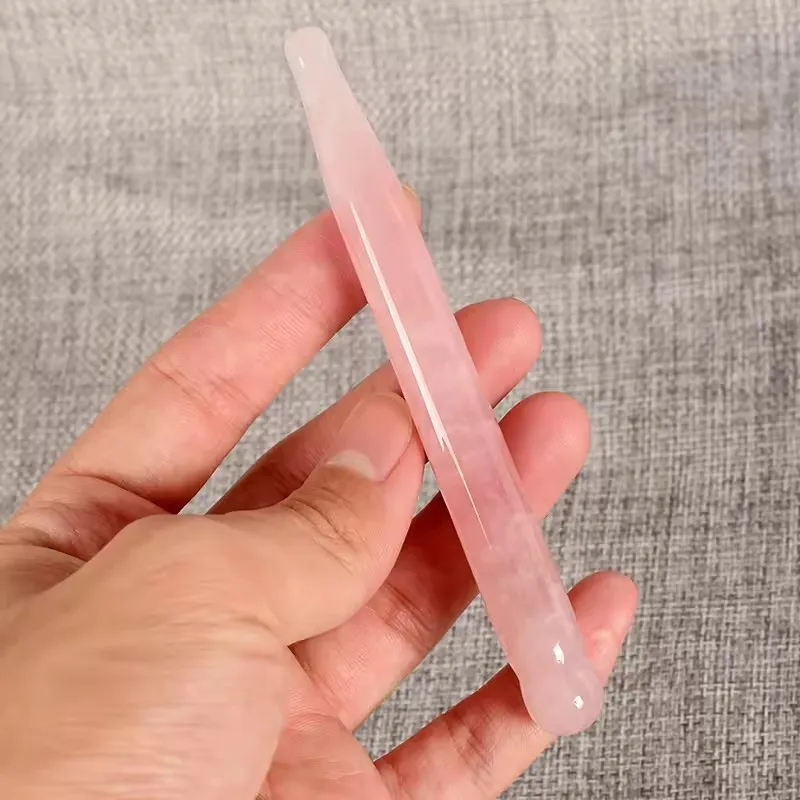 

Natural Rose Quartz Face Acupoint pressing Pen Body Crystal Mineral Stone Massager Health Skin Care Gua Sha Tool Lifting Wand