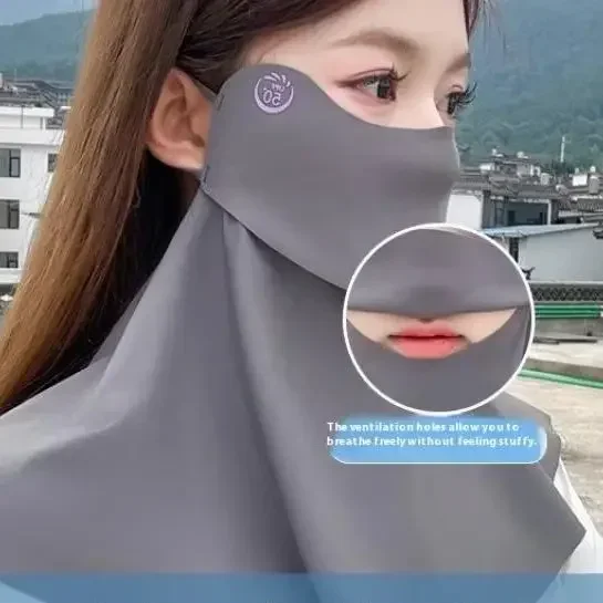 Summer Ice Silk UV Protection Face Cover - Solar Cycling Mask for Men, Bicycle & Driving Sun Resistant Mask